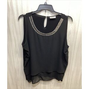 AVENUE Women's (Size 18/20) Sleeveless Scoop Neck Accent Layered Shirt Stretch